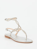 Konstantin Starke – Zehentrenner-Sandalen aus Metallicleder silber