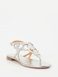 Unützer – Zehentrenner-Sandalen aus Lackleder silber