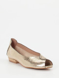 Ginger & Glove – Peep-Toe-Ballerinas aus Metallicleder Gold