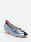 Ginger & Glove – Peep-Toe-Ballerinas aus Metallicleder blau
