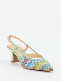 Maripé – Slingback-Pumps aus Textil in Metallic-Optik