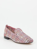 Andrea Puccini – Slipper aus Flechtleder in Rosé-Metallic
