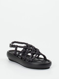 Patrizia Bonfanti – Keilsandalette aus Lammleder schwarz
