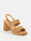 Regarde Le Ciel – Sandalen aus Nubukleder cognacbraun