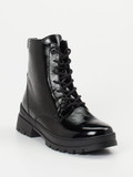 Ganter – Schnürstiefelette aus Lackleder Schwarz