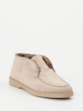 Santoni – Mokassin-Stiefelette aus Veloursleder beigegrau