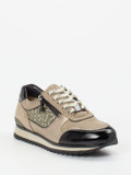 Hassia – Sneaker aus Metallicleder und Velours beige