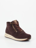 Ara – Schnürstiefelette aus Veloursleder dunkelbraun