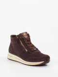 Ara – Schnürstiefelette aus Veloursleder dunkelbraun