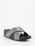 FitFlop – Pantolette aus Metallicleder in Schwarz