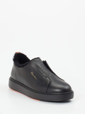 Santoni – Slip-On Sneaker aus Kalbleder schwarz