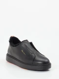 Santoni - Slipper aus Kalbleder in schwarz