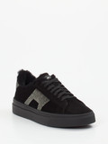 Santoni – Sneaker aus Veloursleder Schwarz