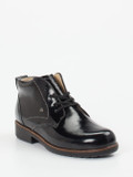 Finn Comfort – Schnürstiefelette aus Lackleder schwarz