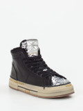 Rebecca White – High-Top Sneaker aus Metallicleder Schwarz