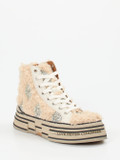 Rebecca White – High-Top-Sneaker aus Textil in Beige