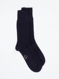 Alto Milano – Rippstricksocken aus Wolle Dunkelblau