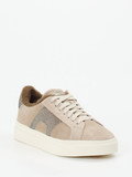 Santoni – Sneaker aus Veloursleder grau mit Glitzer