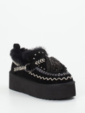 Elena Iachi – Plateau-Loafer aus Veloursleder Schwarz