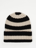 HURRAY – Strickmütze aus Kaschmir in Schwarz-Beige