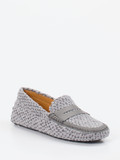 Tod's – Loafer aus Bouclé-Textil in Grau
