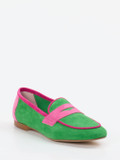 Andrea Puccini – Loafer aus Veloursleder grün-pink