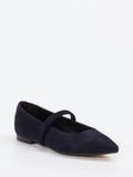 Andrea Puccini – Mary Jane Ballerinas aus Veloursleder Blau