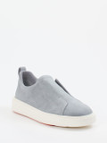 Santoni – Slip-On Sneaker aus Veloursleder Taubenblau