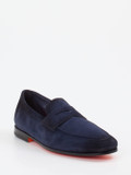 Santoni – Penny Loafer aus Veloursleder Dunkelblau