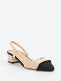Konstantin Starke – Slingbacks aus Lammleder beige-schwarz