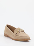 Boss – Loafer aus Veloursleder in Beige