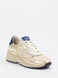 Piedi Nudi – Sneaker aus Metallicleder und Velours beige