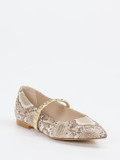 Andrea Puccini – Spangenpumps aus geprägtem Leder Beige
