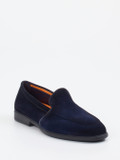 Santoni – Loafer aus Veloursleder Dunkelblau