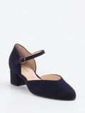 Hassia - Spangenpumps aus Veloursleder in blau