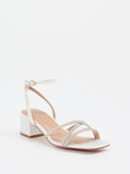 Steve Madden – Abendsandale aus Metallicleder Elfenbein