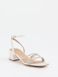 Steve Madden – Abendsandale aus Metallicleder Elfenbein