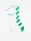 Tommy Hilfiger – Crew-Socken aus Textil in Grün-Weiß