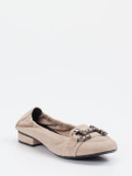 Ralph Harrison – Loafer-Ballerinas aus Veloursleder beigegrau