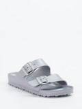 Birkenstock – Zweiriemer-Sandalen aus Synthetik silber