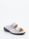 Finn Comfort – Komfort-Pantolette aus geprägtem Leder blau