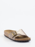 Birkenstock – Pantolette aus Metallicleder champagner