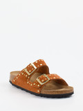 Birkenstock – Zweiriemer-Pantolette aus Veloursleder rostbraun