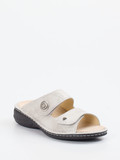 Finn Comfort – Komfort-Pantolette aus geprägtem Leder grau