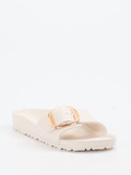 Birkenstock – Slides aus Synthetik in Cremeweiß