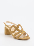 Konstantin Starke – Sandaletten aus Veloursleder Camel