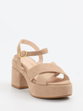 Konstantin Starke – Plateau-Sandalen aus Veloursleder beige