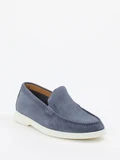 Boss - Slipper aus Veloursleder in blau