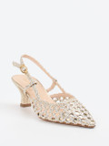 Konstantin Starke – Slingback-Pumps aus Flechtleder Gold
