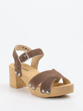 Softclox – Plateau-Sandalen aus Veloursleder braun